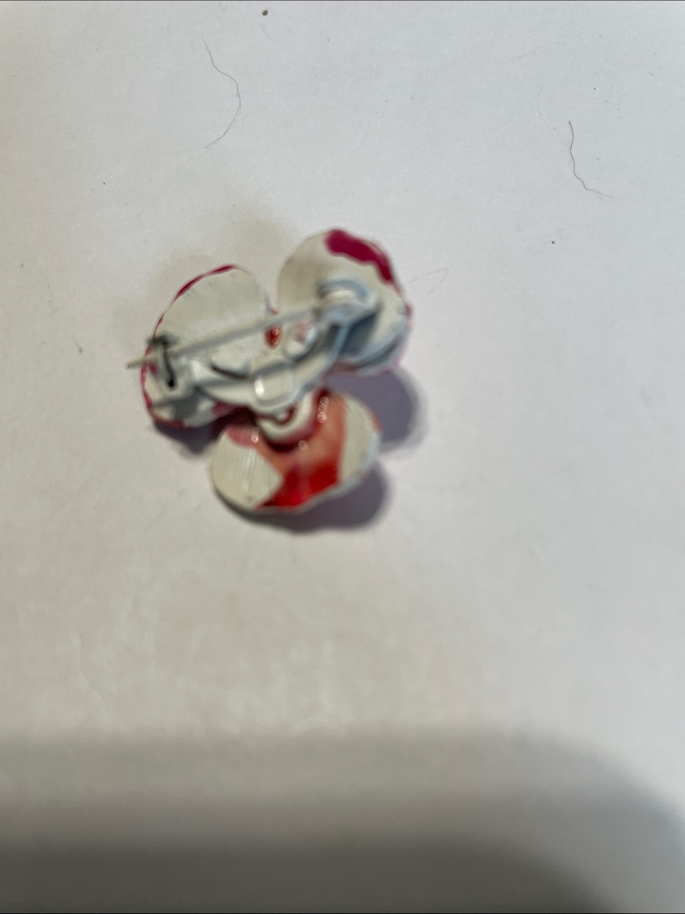 Summer- Pink Enamel Pansy Flower Brooch with Pearl Accent - Picture 2 of 2